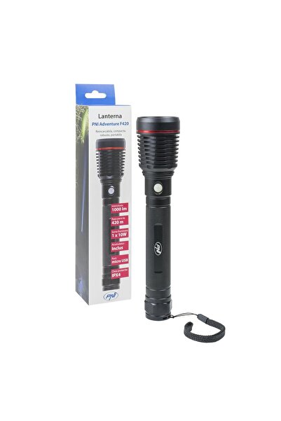 PNI ADVENTURE F420 FLASHLIGHT, 10 W LED, 1000 LM, WITH 2 BATTERIES INCLUDED, ...