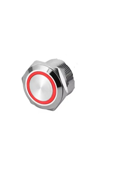 OEM Intrerupator buton LED rosu SW 1 ON-OFF cu retinere metal 12mm 12-24V