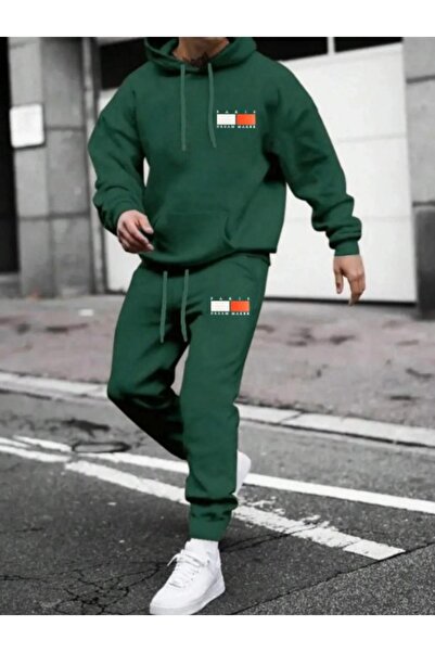 ORLONTEX Men's Green Paris Dream Maker Stripe Oversized Tracksuit Set