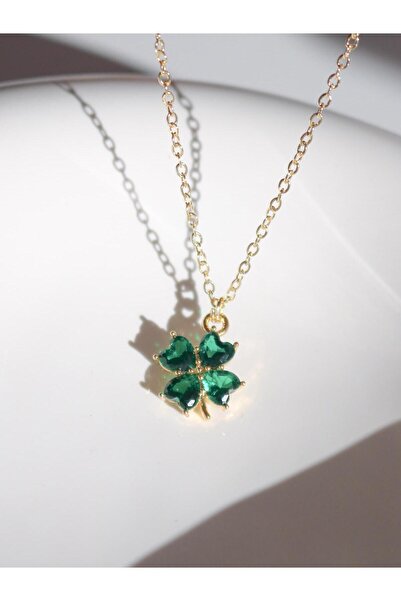 Reorah Collection Green Zircon Stone Clover Necklace
