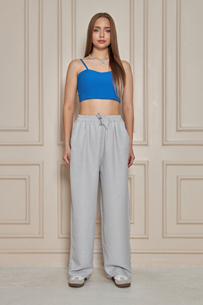 comstar Women's Trend High Waist Elastic Gray Loose Pants