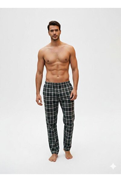 Erse Pantaloni de pijama termici pentru bărbați, în carouri, moi, cu buzunare...