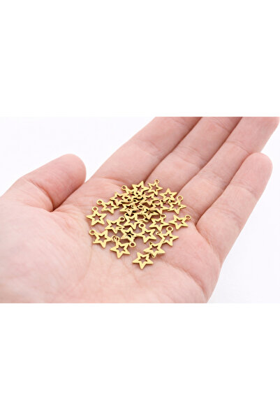 FlowerAksesuar 50 Adet - 7x10 Mm Kolye Ucu Yıldız, Charm Yıldız, Küpe Ucu Yıl...
