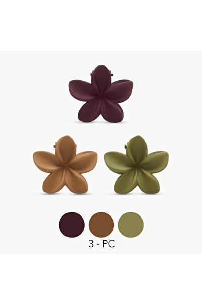 Lifestyle عبوة من 3 مشابك شعر مزينة بالزهور بلمسة نهائية غير لامعة