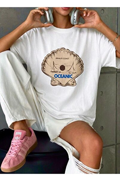 Pulli Collection Oceanic με τύπωμα oversized Λευκό T-Shirt OVR-01