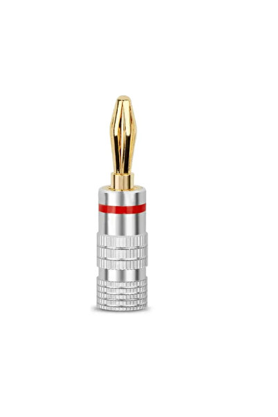 OEM Mufa banana tata 4mm metal cu surub si inel rosu