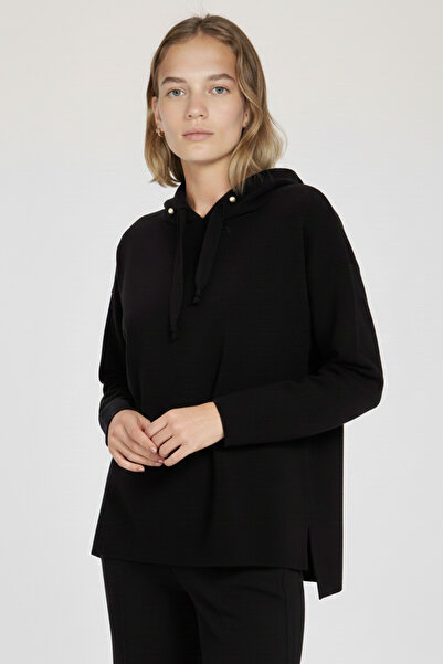 Triko Mısırlı Siyah İnci Detaylı Kadın Sweatshirt