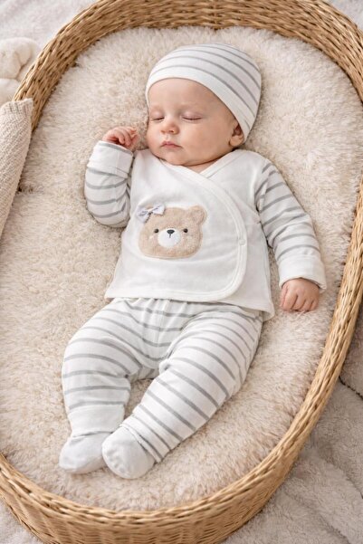 BYS BABY FASHION 100% Cotton Cute Teddy Bear Patterned 5-Piece Newborn Baby G...