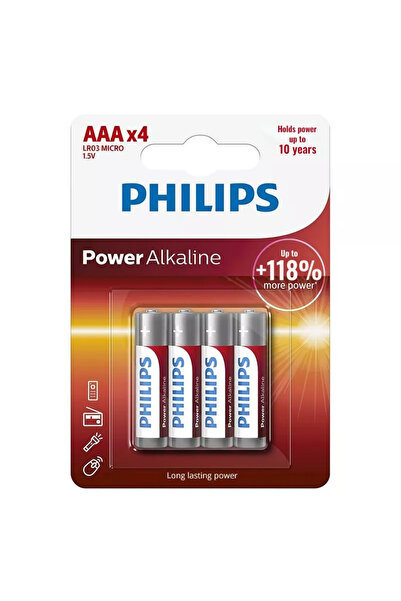 Philips Baterii POWER alkaline AAA LR3 blister 4buc