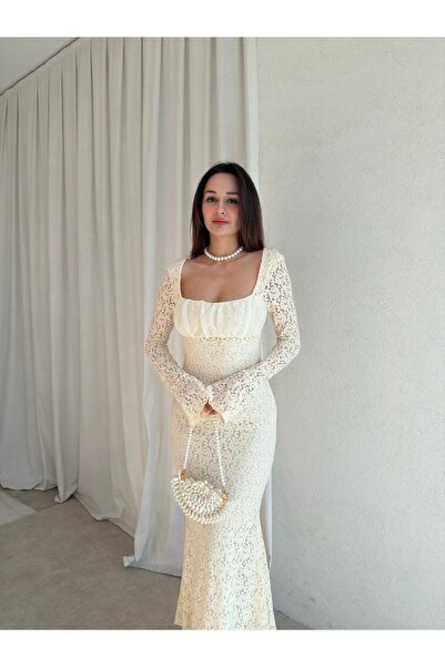 Mooi Butik Rochie Midi MONTANA 5978 - Ecru