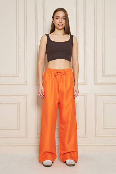 comstar Women's Trend High Waist Elastic Orange Loose Pants