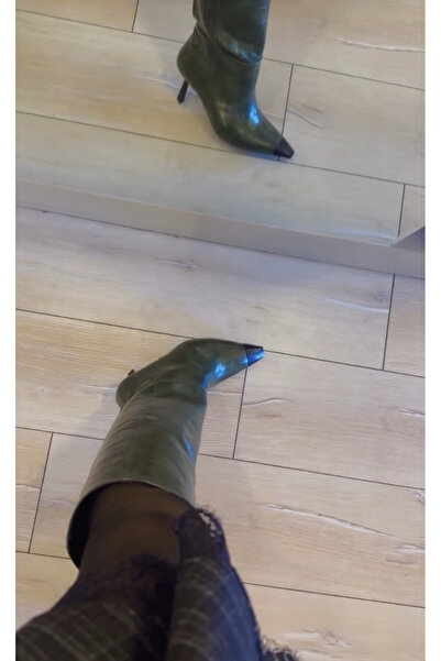 purple shoes Yeşil kroko desen çizme