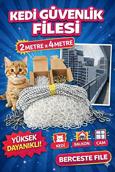 berceste l Kedi Güvenlik Çocuk Güvenlik Filesi 2Metre x 4Metre