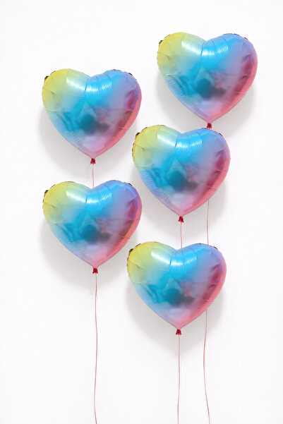 ENG PARTİ DÜNYASI 5 Pcs Rainbow Colored Heart Foil Balloons – Vibrant, Shiny ...