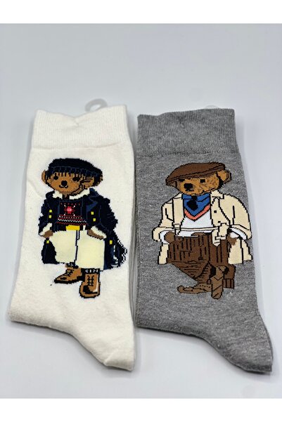 BZN 2-Piece Teddy Bear Patterned Teddy Bear Socks