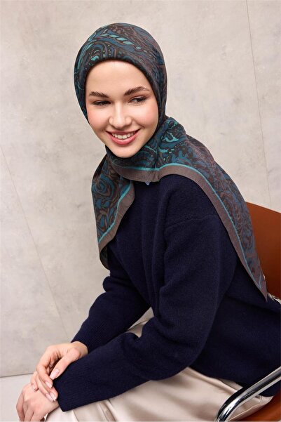 Silk Home Viscose Velora Scarf Four Seasons Antique Pattern Gray 90X90