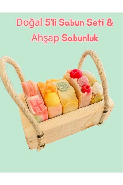 MHYSSA naturals Natural 5-Piece Soap Set & Wooden Soap Box/Handmade Soap Set ...