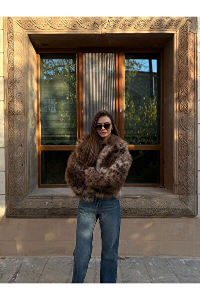 EMEL ERYILMAZ Leopar Desenli Premium Kürk