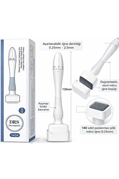 SİNKA Dermastamp 140A Titanium 10 Different Needles Adjustable Tip Needle Siz...