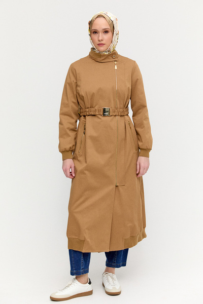 Setrms Ribanalı Kruvaze Fermuarlı Pardesü