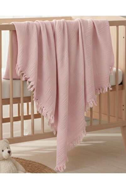 Ege Bebek بطانية موسلين فاخرة ذات طبقة واحدة مقاس 110×90 سم بلون سادة مع حواف...