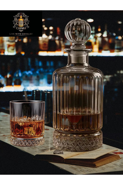 MADAME LUDA Elisia 7 Piece Whiskey Glass Decanter Set. (6 Whisky Glasses + Wh...