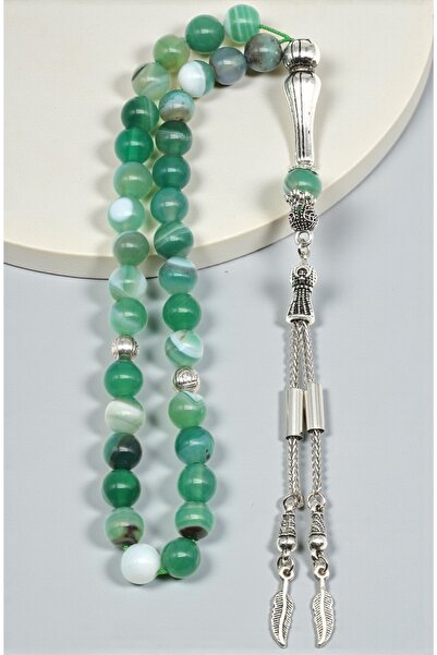 Taşmir سبحة من حجر العقيق الطبيعي بقطر 8 مم بقطع دائري