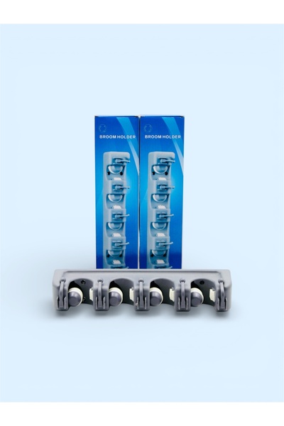 FLOZE حامل مكنسة وممسحة يُثبت على الحائط، منظم متعدد الاستخدامات مصنوع من ماد...