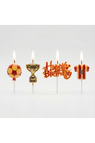 BALON DİYARI Galatasaray Futbol Temalı Happy Birthday Pasta Mumu Seti 4'lü Şa...