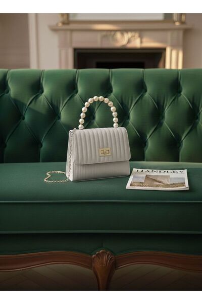 Handley Geantă de mână și de umăr cu curea tip lanț încrucișat și mărgele