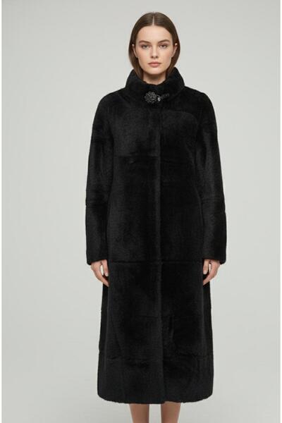 Rabiossa Women's Long Coat with Brooch
