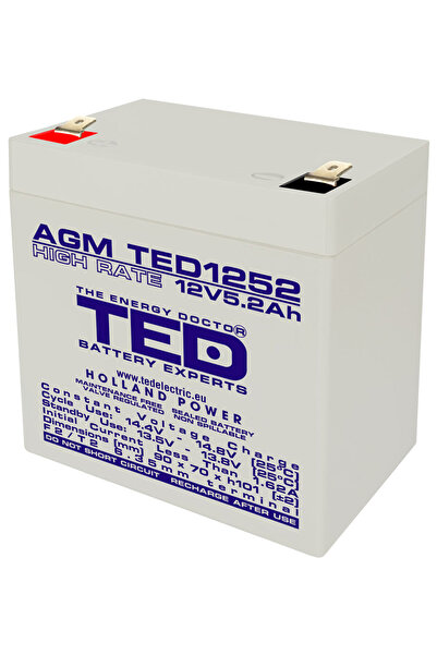 OEM Acumulator 12V 5.2Ah Baterie VRLA AGM de înaltă performanță TED1252HRF2