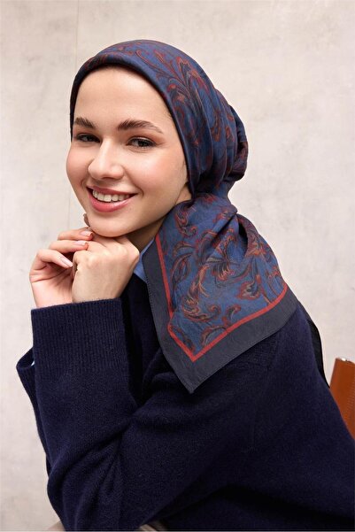 Silk Home Viscose Velora Scarf Four Seasons Baroque Floral Pattern Dark Indig...