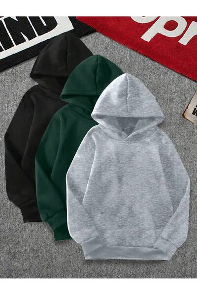 EYAX MODA 3 Pieces Advantage Package Hooded Pocket Sweatshirt