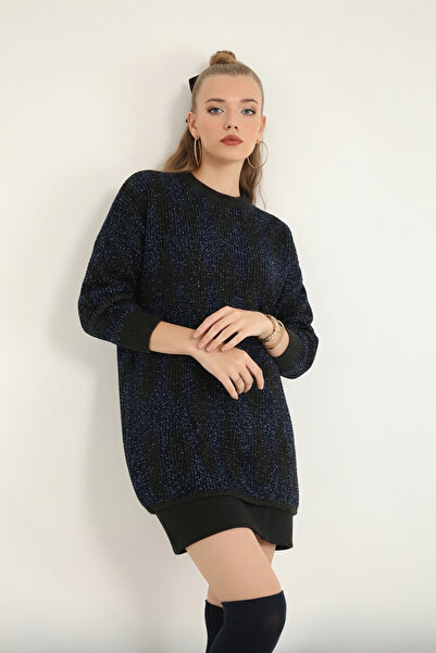 Suede Style 51118 - Stylish Comfortable Silvery Women's Knitwear Long Sweater