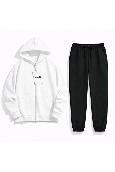 pandy Set de trening din 2 piese, cu cardigan cu fermoar și elastic la picioa...