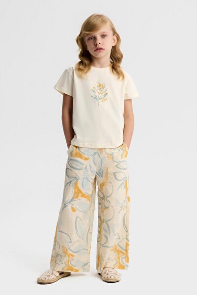 NK Детски панталони Clara за момичета 4-8 години, цвят крем