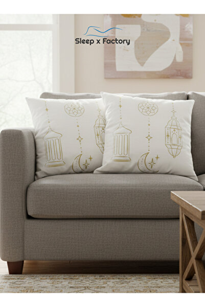 Sleep x Factory عبوة من وسادتين مزخرفتين 45x45 سم - محشوة بالألياف الدقيقة