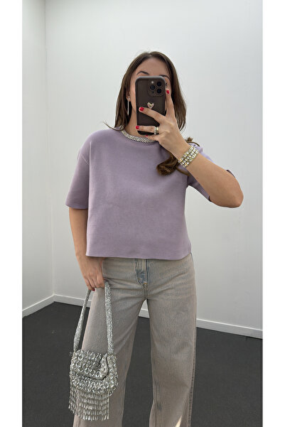 Narferita Pante Taş Aksesuarlı Yumuşak Triko