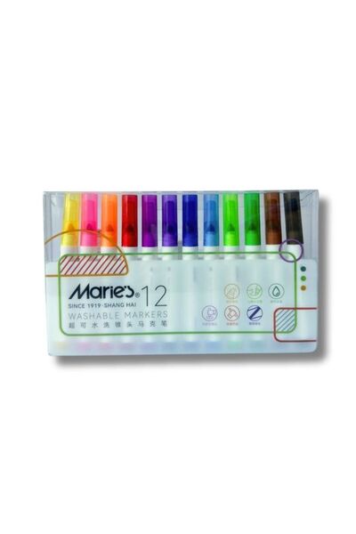 Maries أقلام تلوين ماري القابلة للغسل - 12 لونًا نابضًا بالحياة للمرح والتعبي...