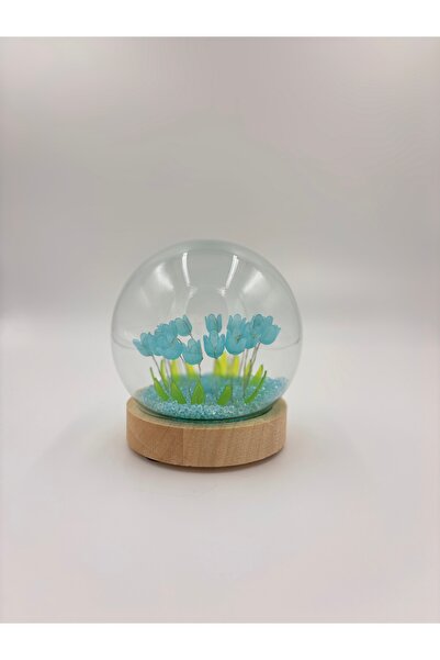 HAPPY EVERYDAY Işıklı Lale Cam Fanus Ledli Gece Lambası