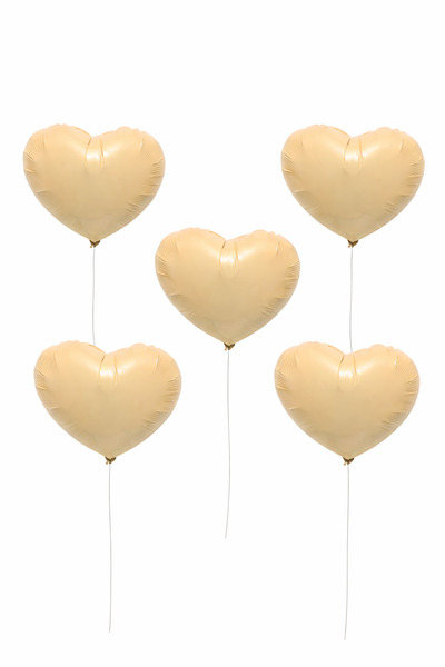 ENG PARTİ DÜNYASI 5 Pieces Heart Shaped Cream Color Foil Balloon Eng-B1051