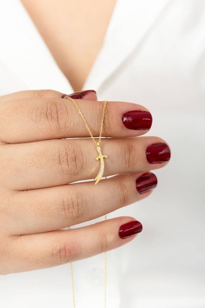 klas gümüş 925 Ayar Gümüş Taşlı Zülfikar Kılıç Kolye