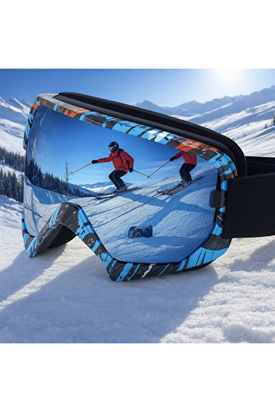 TomyHelf Aynalı Kayak Gözlüğü Antifog Ventilli Uv Korumalı Güneş Kar Gözlük G...