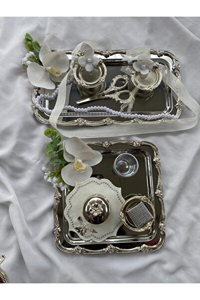 Z&B FLOWERS Ayaksız Söz Tepsisi Nişan Tepsisi Damat Kahvesi Yüzük Tepsisi