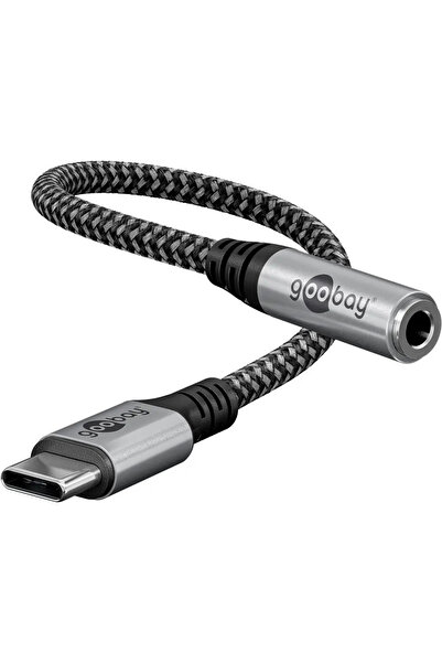 goobay Cablu adaptor USB-C la mufa Jack 3.5 mm mama 15cm textil 74056