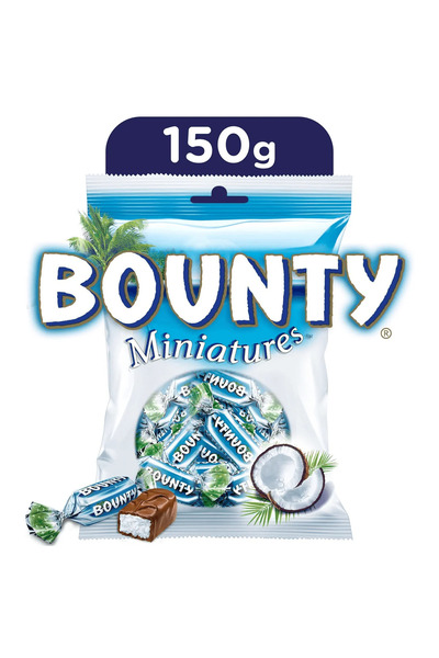 Bounty Bomboane de ciocolată cu lapte și cocos, Miniatures, 150 g, 14 bucăți