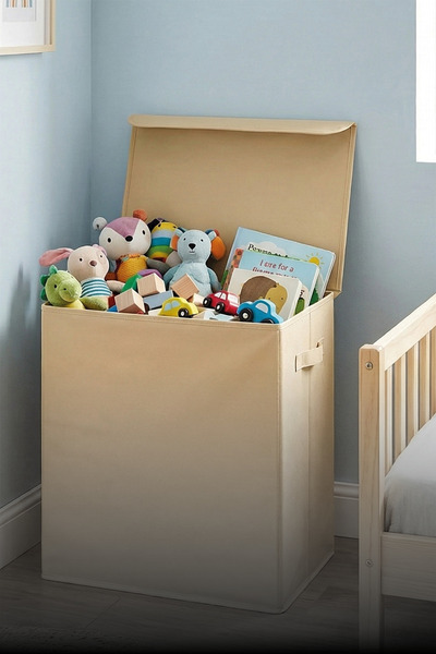 PH Prendi Home Cream Lid Toy Box Foldable Stain Resistant Children's Room Bas...