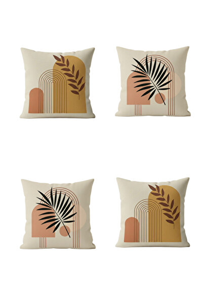 Elay Tekstil Set of 4 Boho Modern Digital Printed Decorative Throw Pillow Covers