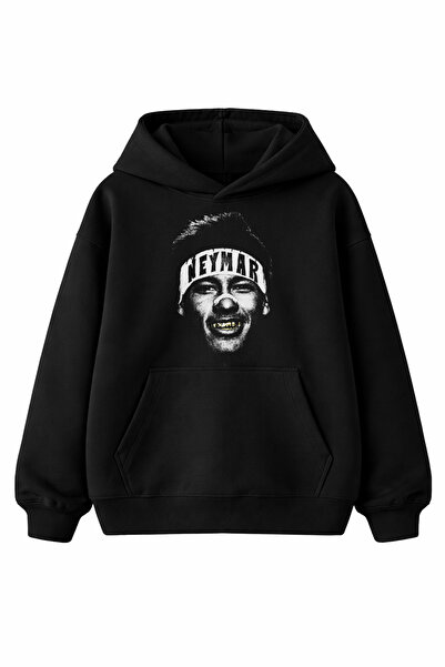 kun inaki Neymar Jr Baskılı Siyah Unisex Kapşonlu Sweatshirt Hoodie